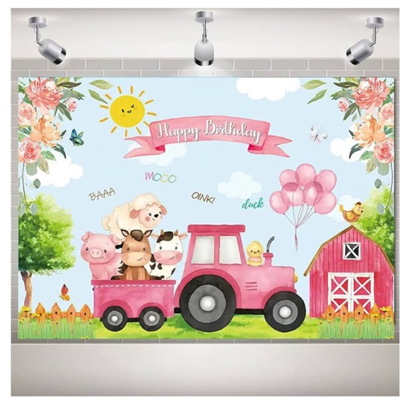 Farm Animals Happy Birthday Backdrop 3 x 5,Newborn Baby Birthday - Picture 2 of 3